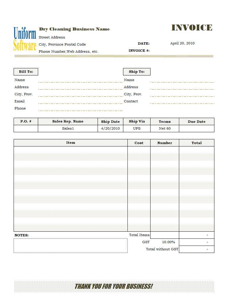 Thumbnail for Service Invoice Template for Canada