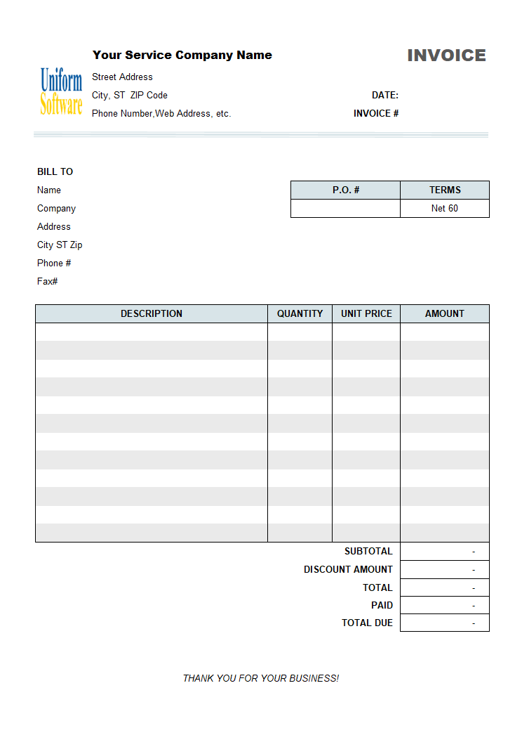 Thumbnail for Service Invoice with Discount Amount