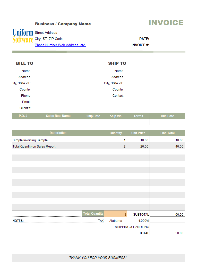 Simple Format - Total Quantity on Sales Report