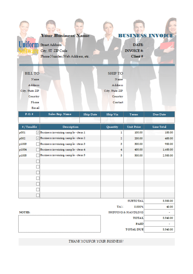 Advanced Sample - Macro-Enabled Invoicing Template