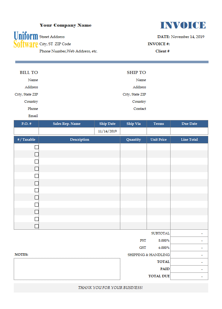 Online Invoicing Sample