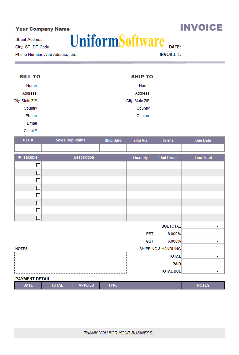 Invoice Format with Partial Payment and Progress Billing