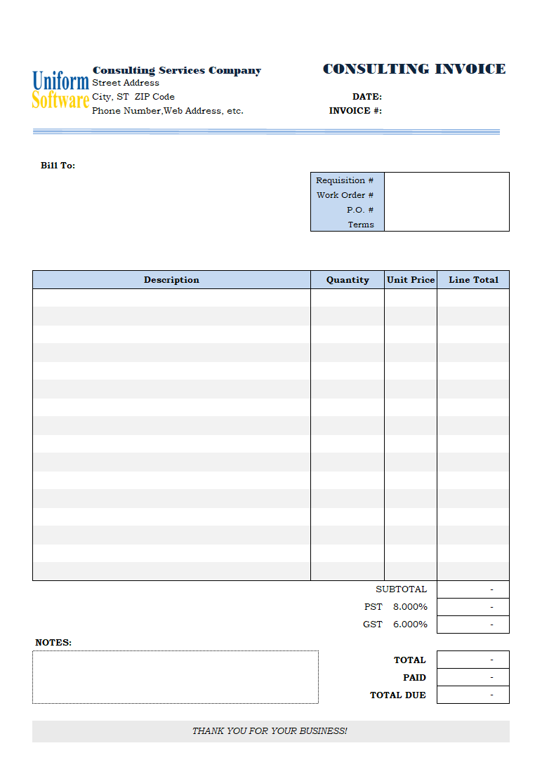 Consulting Invoice Template (1st Sample of Customization)