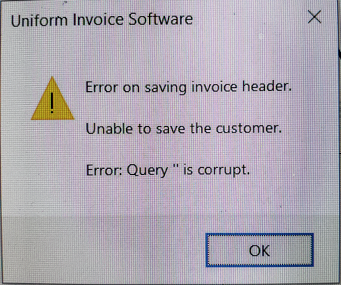 The error message