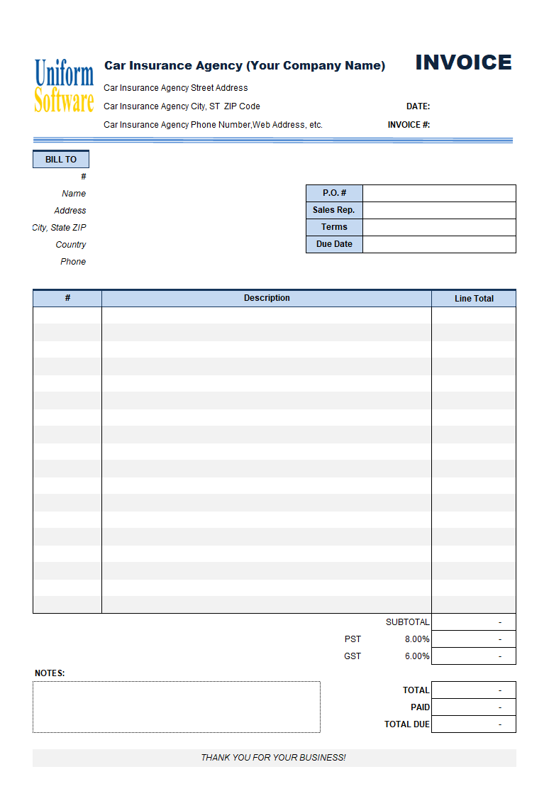 Personal Invoice Template Free