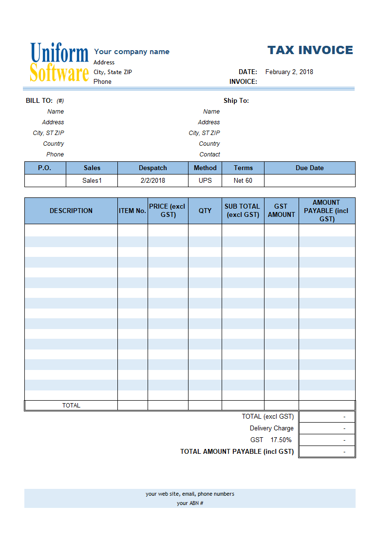 Free printable invoice template