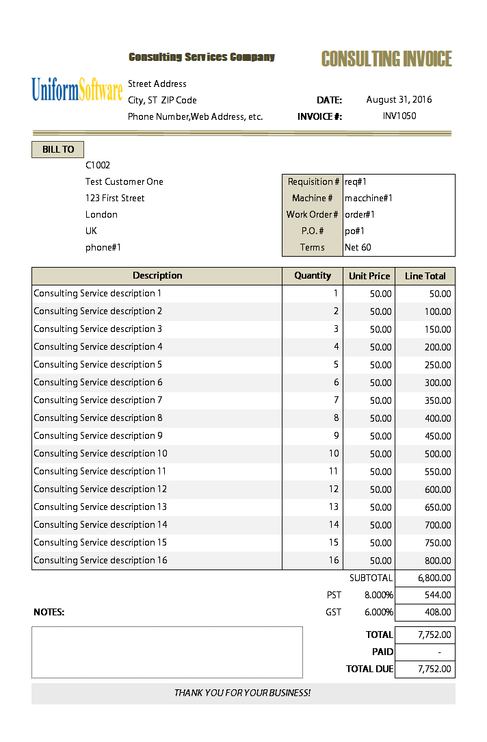 Consulting Invoicing Form