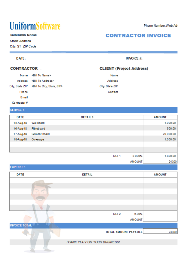 Drywall Invoice Example