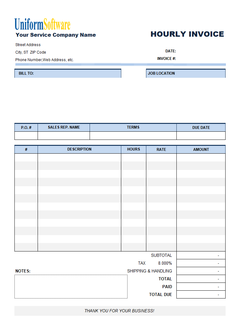 Free Invoice Template For Hours Worked 20 Results Found