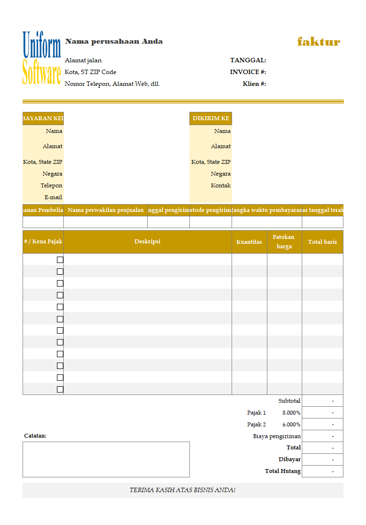 Indonesian Invoice Template