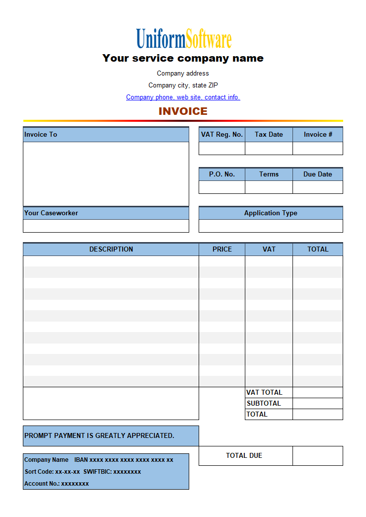 contractor invoice template free download