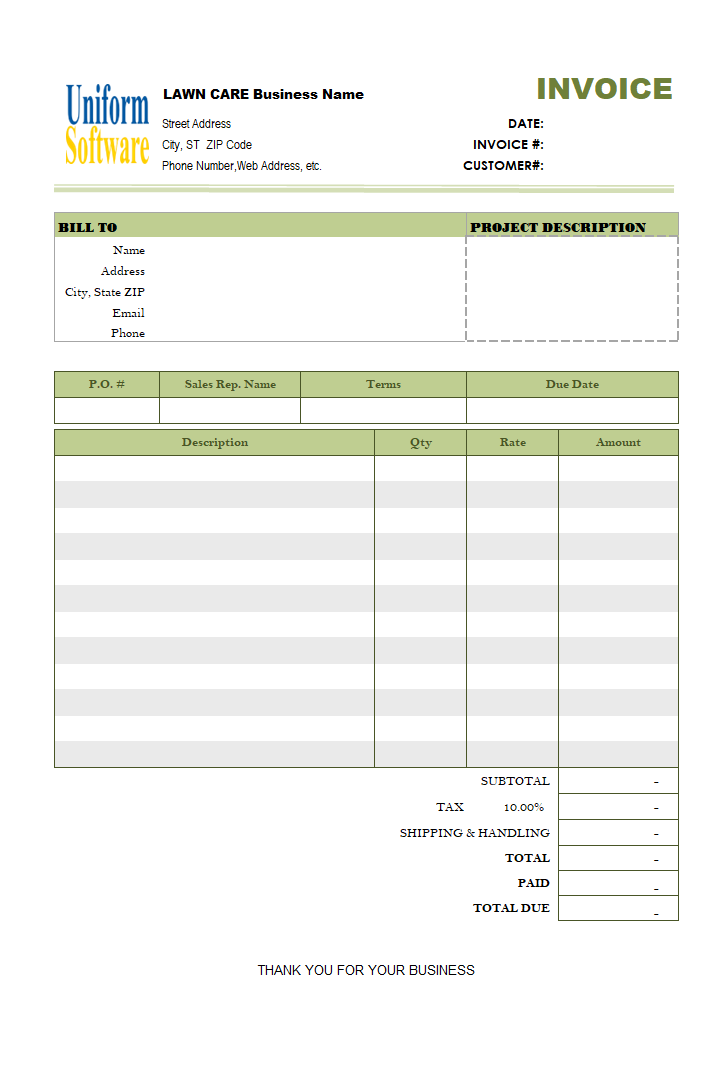 Lawn Service Invoice Template Free from www.invoicingtemplate.com