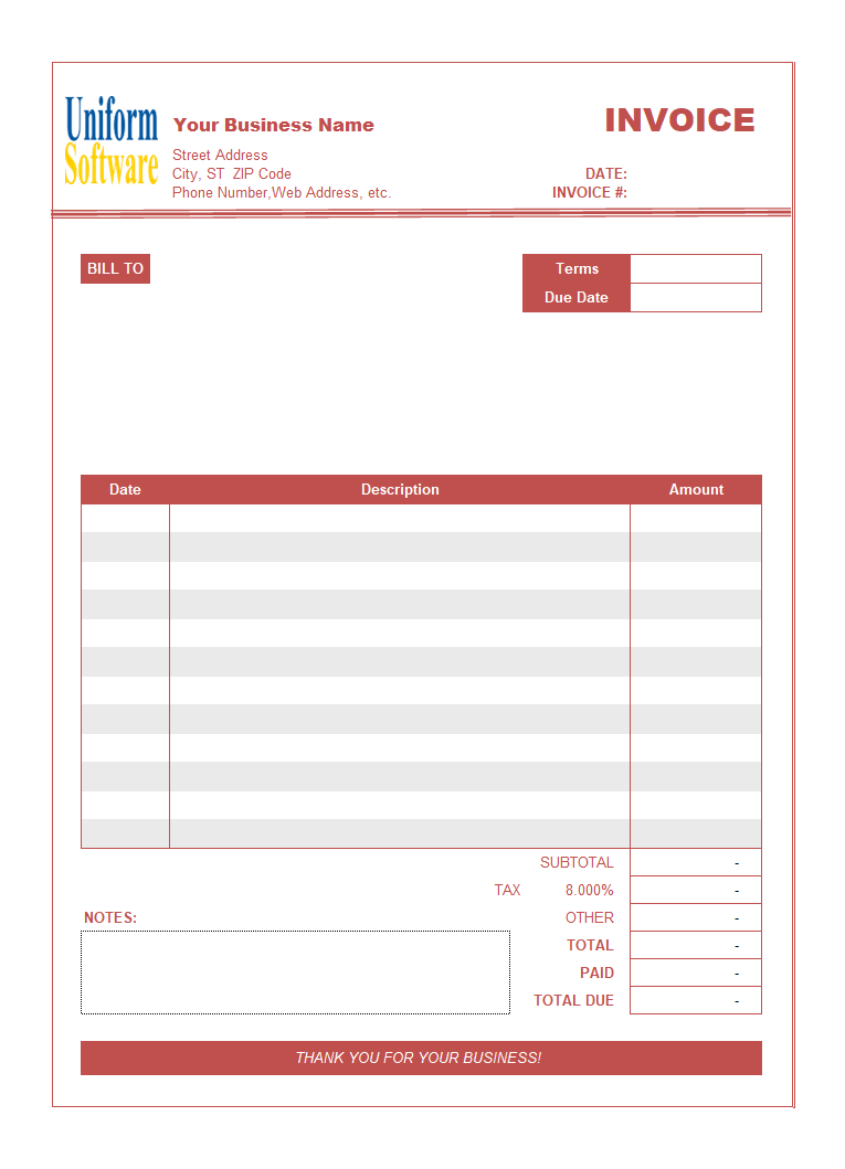 Notary Billing Template