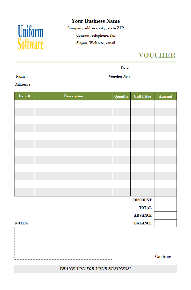finished Continental Repeated Payment Voucher Template for B5 Paper