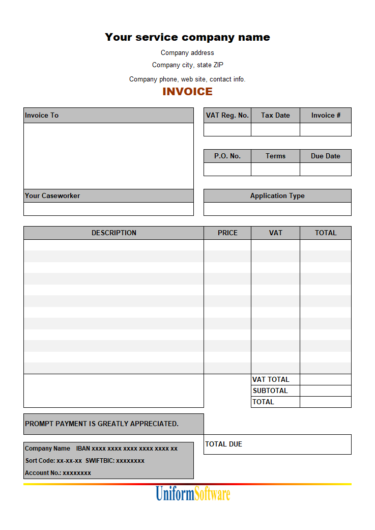 Service VAT Invoice Format