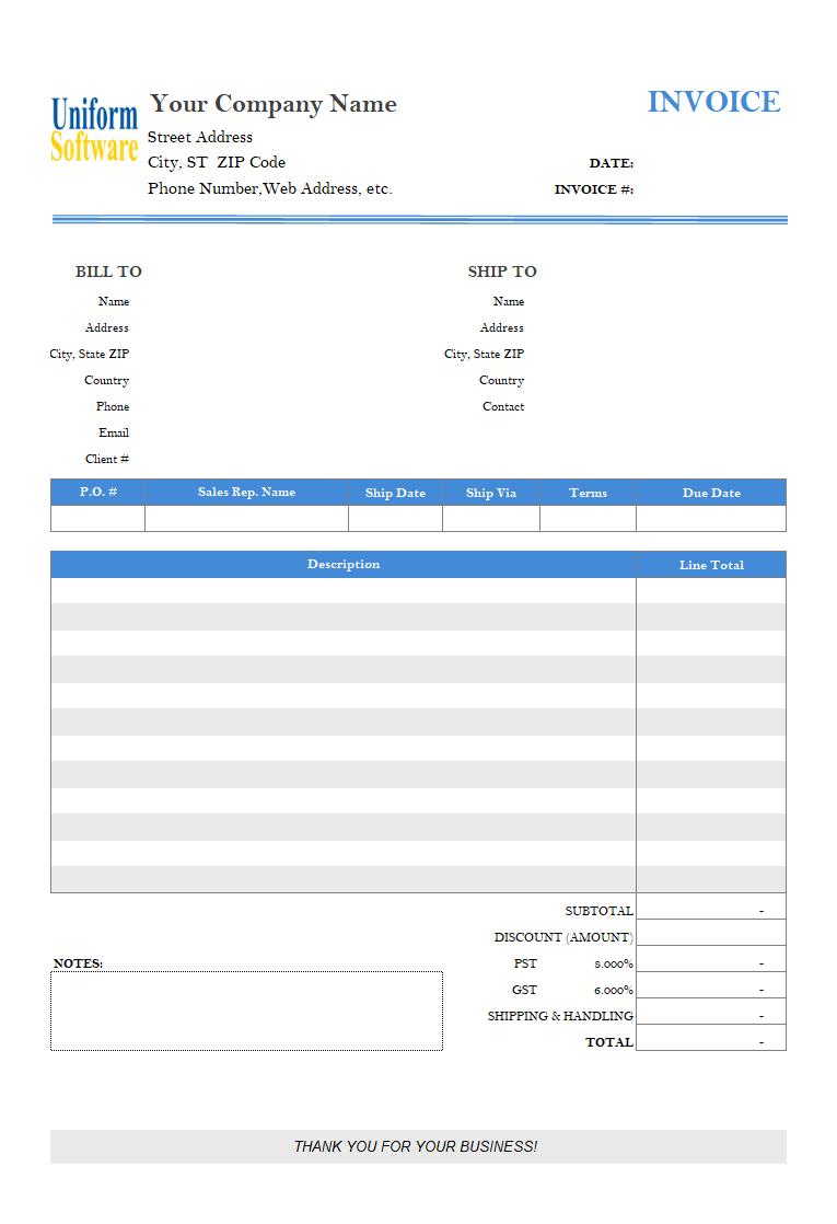Simple Invoicing Format - Manually Fillable Line-totals