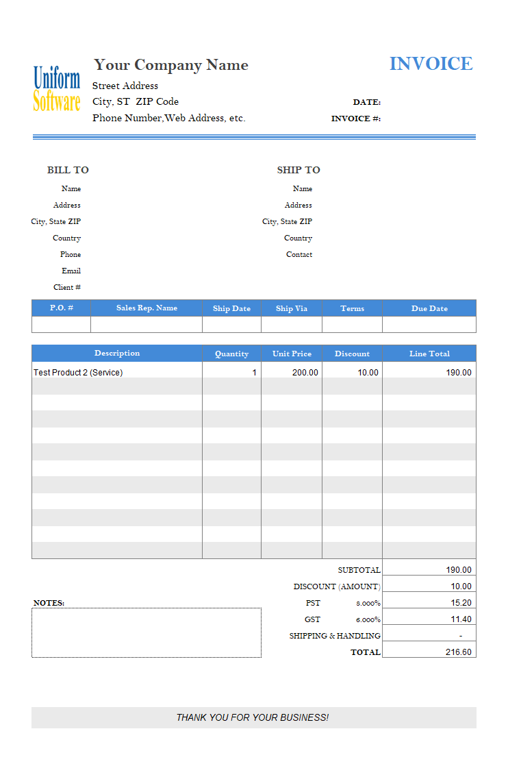 Simple Invoicing Sample - Discount Column