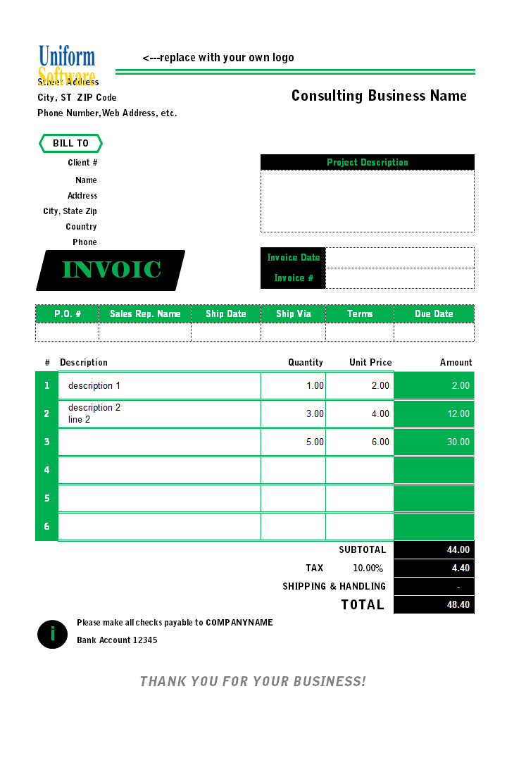Simple Consulting Invoice Template
